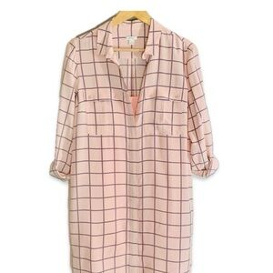 Fossil Plaid Button-Up Shirt Dress